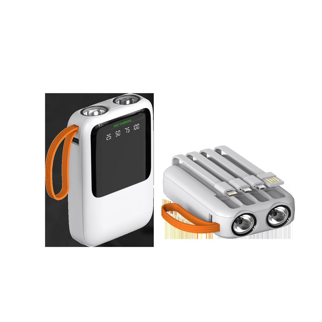 Kompakt powerbank – klar for hurtiglading, integrert LED-display, strømlinjeformet design