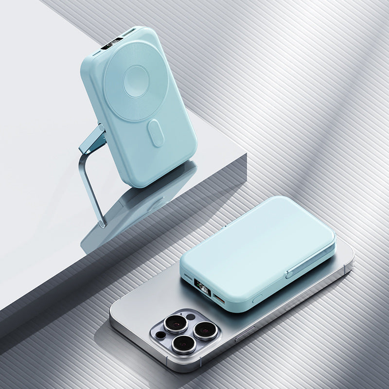 Portable Power Bank — Foldable Kickstand, Digital Display, Slim Profile Design