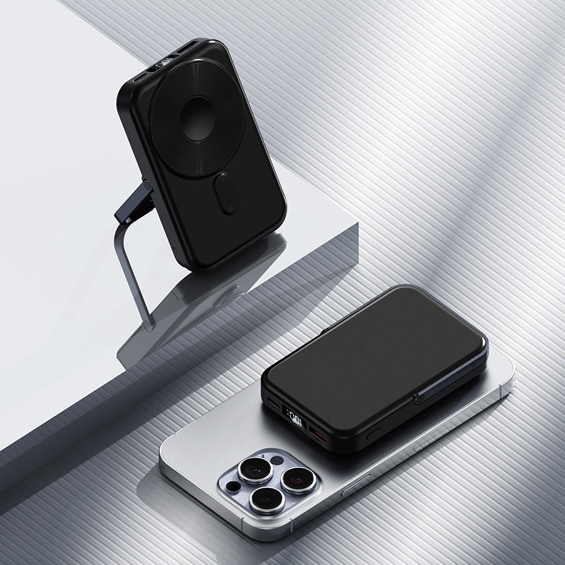Portable Power Bank — Foldable Kickstand, Digital Display, Slim Profile Design