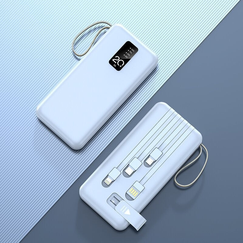Powerbank — indbyggede kabler, intelligent strømstyring