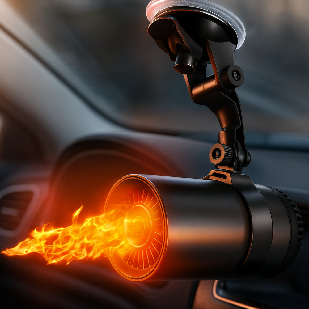 Přenosný odmrazovač a teplomet 12V — kompaktní design, rychlý ohřev