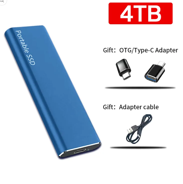4 TB bærbar lagringsstasjon med USB-C — driverfritt, kompakt kabinett