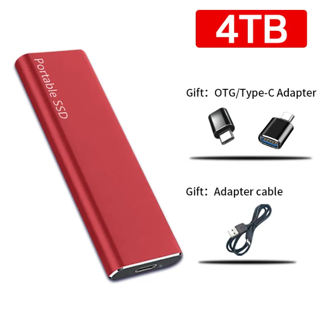 4 TB bærbar lagringsstasjon med USB-C — driverfritt, kompakt kabinett