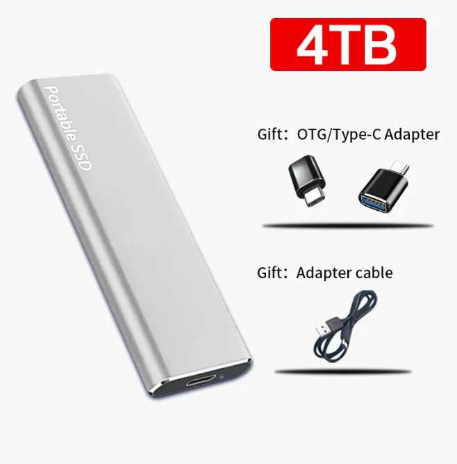4 TB bærbar lagringsstasjon med USB-C — driverfritt, kompakt kabinett
