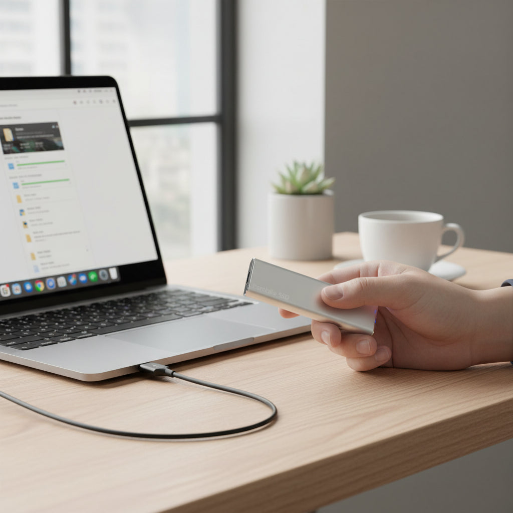 Slank bærbar ekstern SSD — USB 3.2-højhastighedsoverførsel