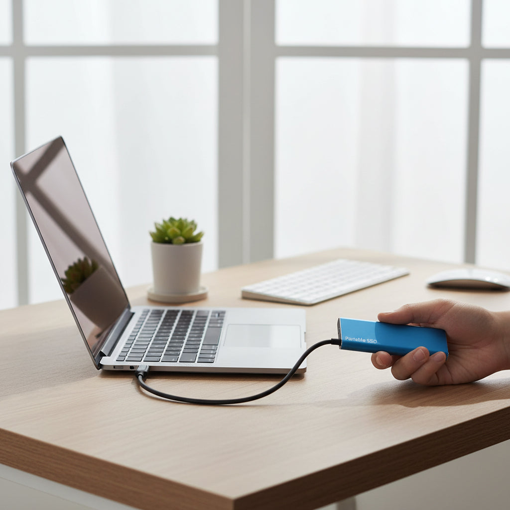 Slank bærbar ekstern SSD — USB 3.2-højhastighedsoverførsel