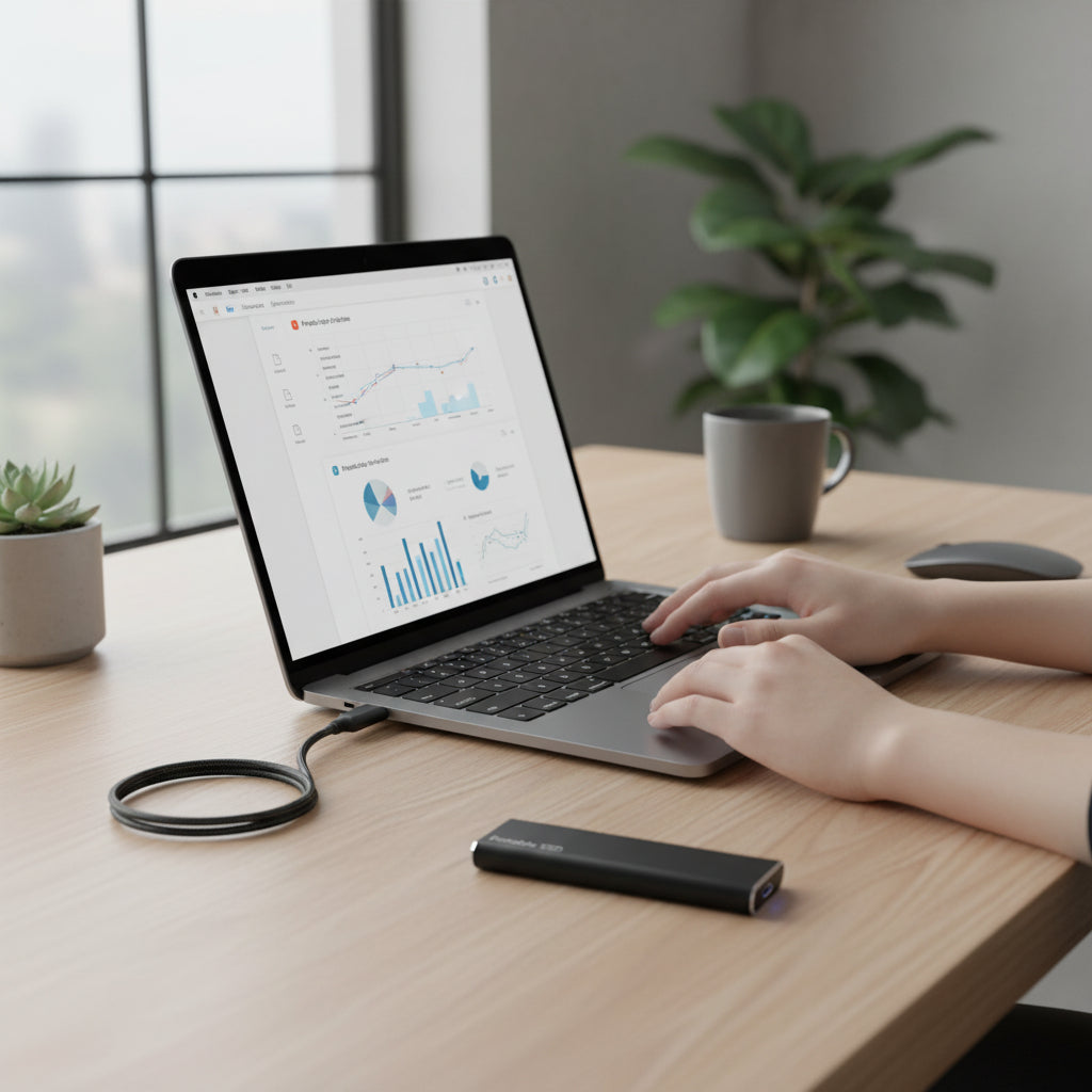 Slank bærbar ekstern SSD — USB 3.2-højhastighedsoverførsel