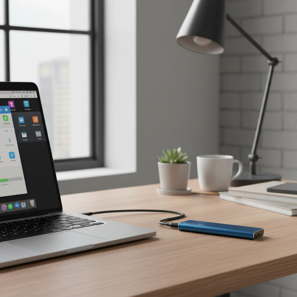 Bærbar ekstern SSD-stasjon — slank profil, USB 3.2