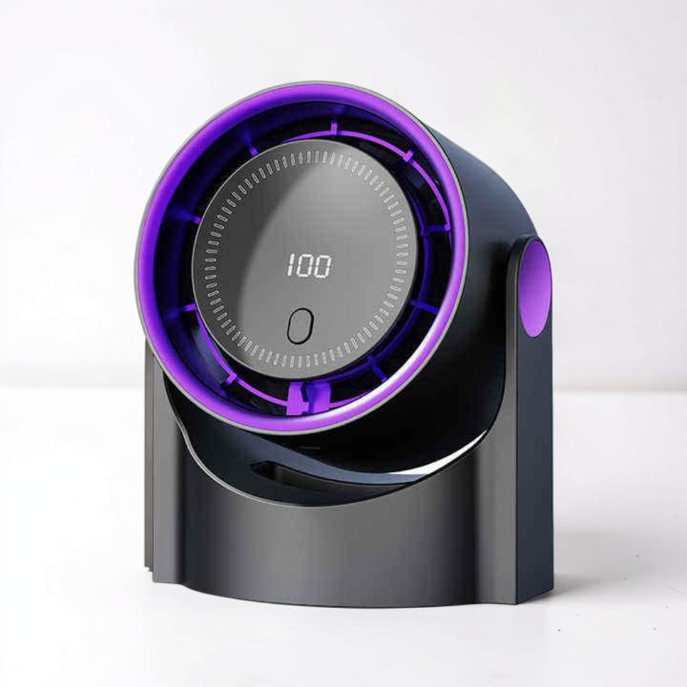 Ventilador de escritorio USB compacto — Brisa personalizable y movimiento oscilante continuo