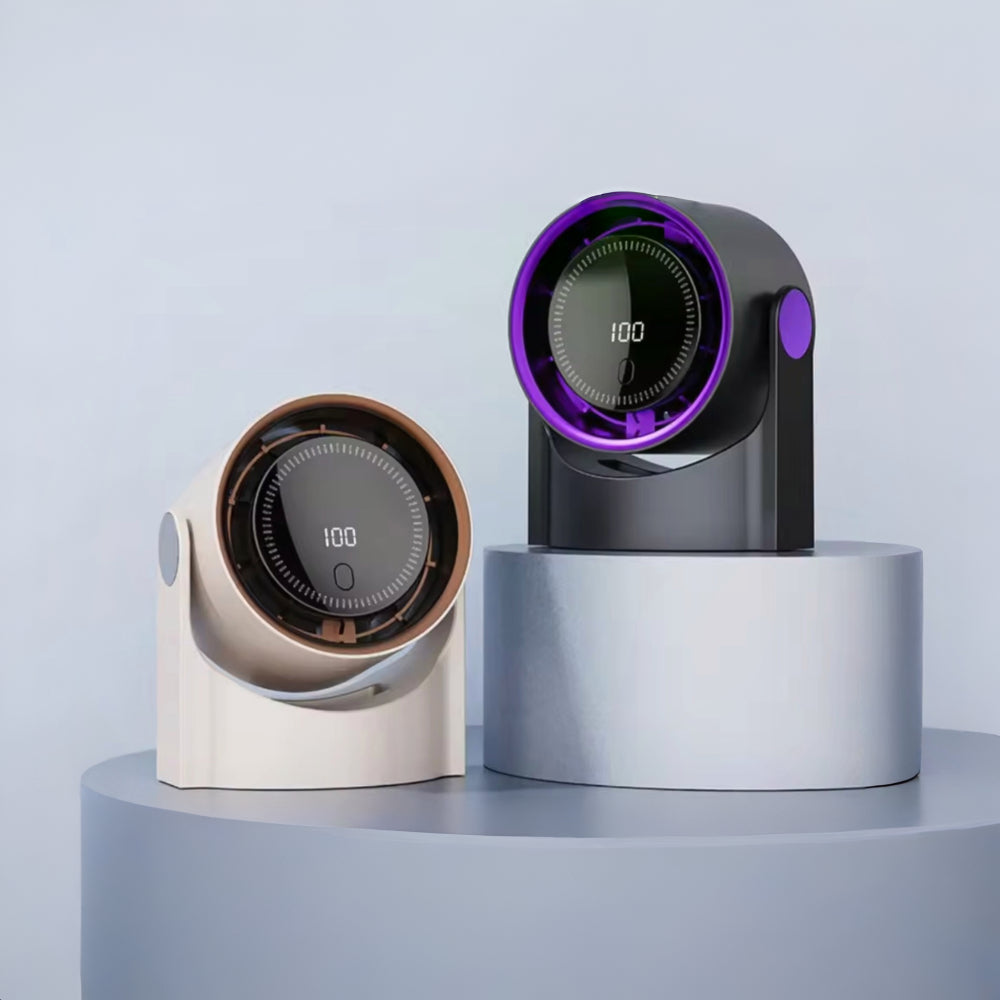 Ventilador de escritorio USB compacto — Brisa personalizable y movimiento oscilante continuo