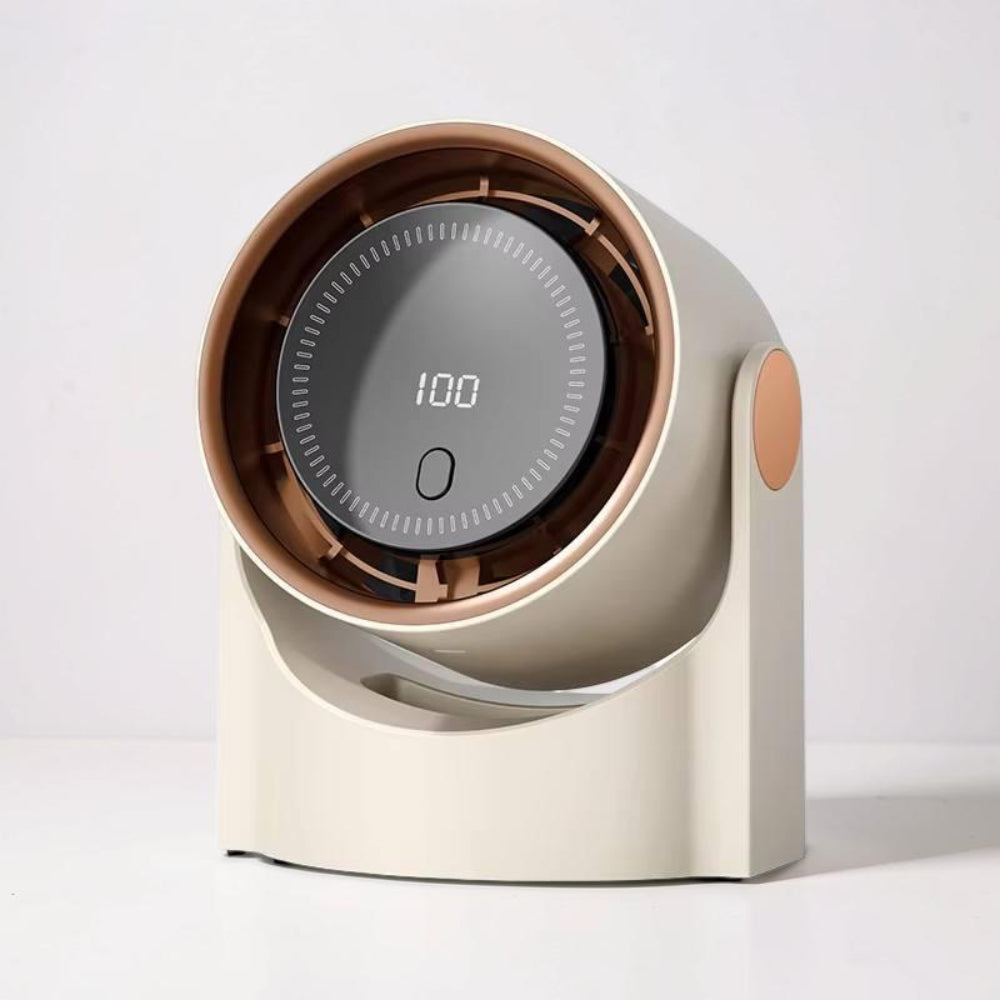 Ventilador de escritorio USB compacto — Brisa personalizable y movimiento oscilante continuo