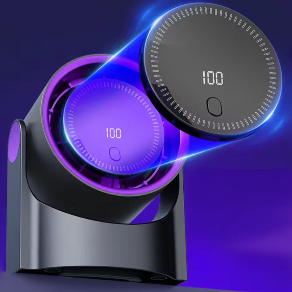 Ventilador de escritorio USB compacto — Brisa personalizable y movimiento oscilante continuo