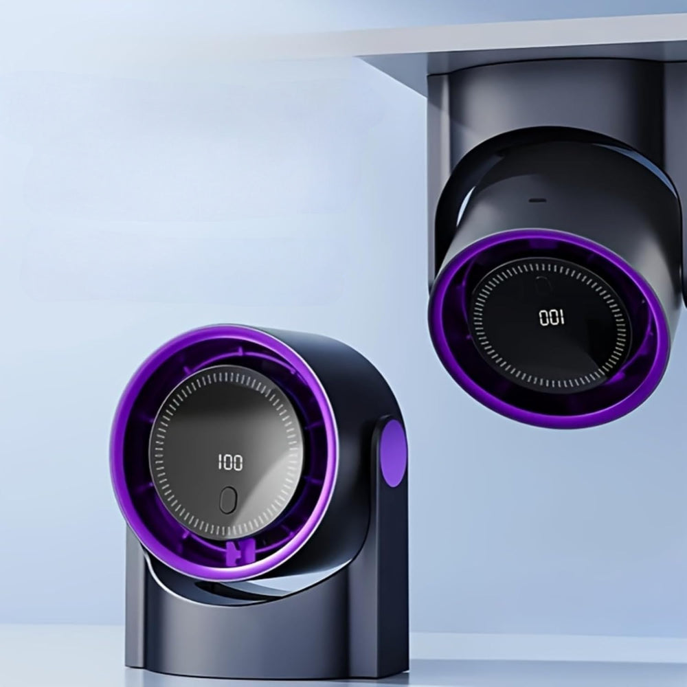 Ventilador de escritorio USB compacto — Brisa personalizable y movimiento oscilante continuo