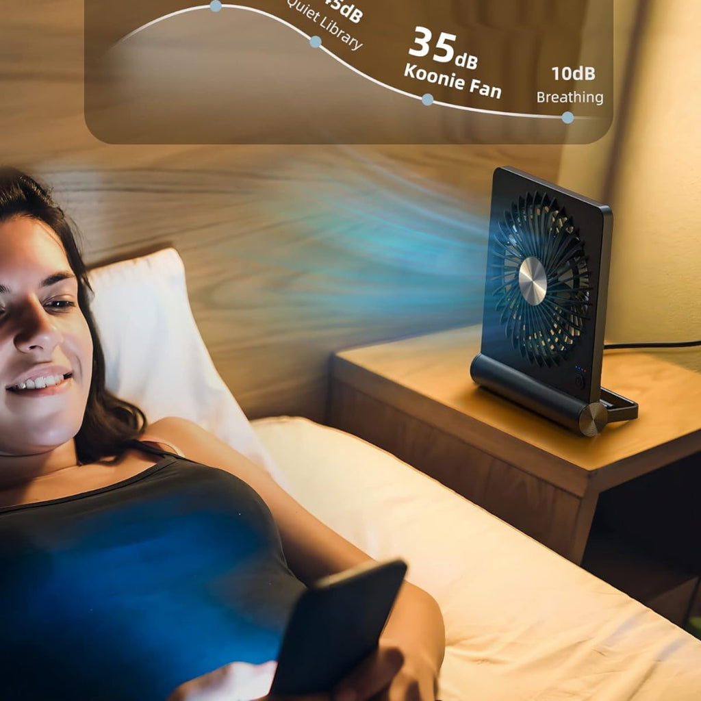 Ventilador de mesa compacto con alimentación USB — estructura plegable y diseño portátil ligero