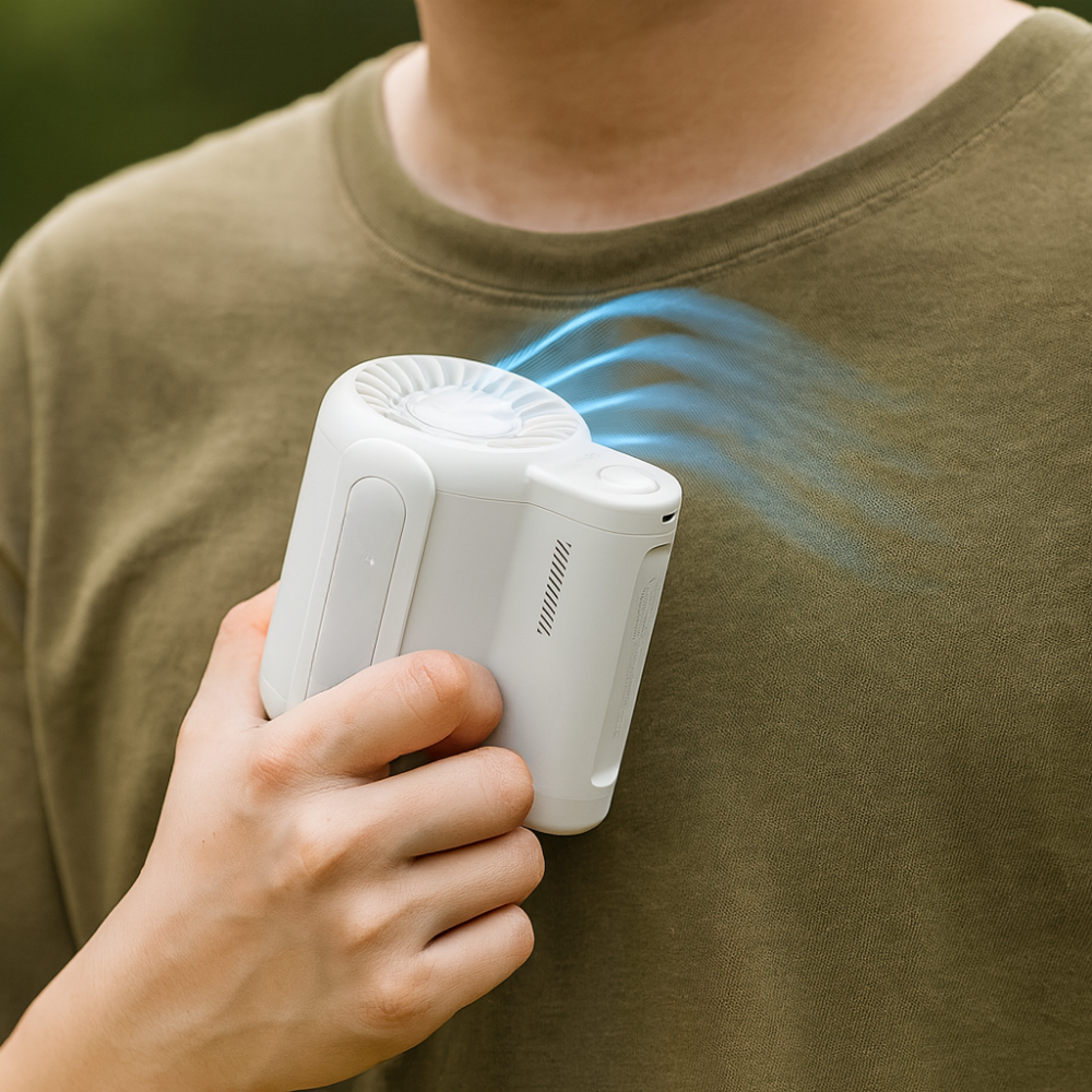 Ventilatore portatile da vita — supporto con clip da cintura, batteria ricaricabile da 12 ore