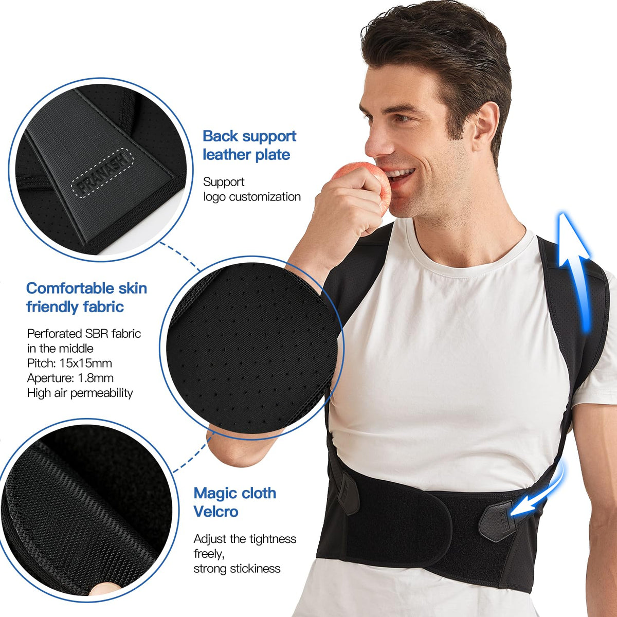Supporto Regolabile per la Schiena Posture Perfect — Doppie Cinghie Incrociate, Fascia Stabilizzante per la Parte Superiore del Torso