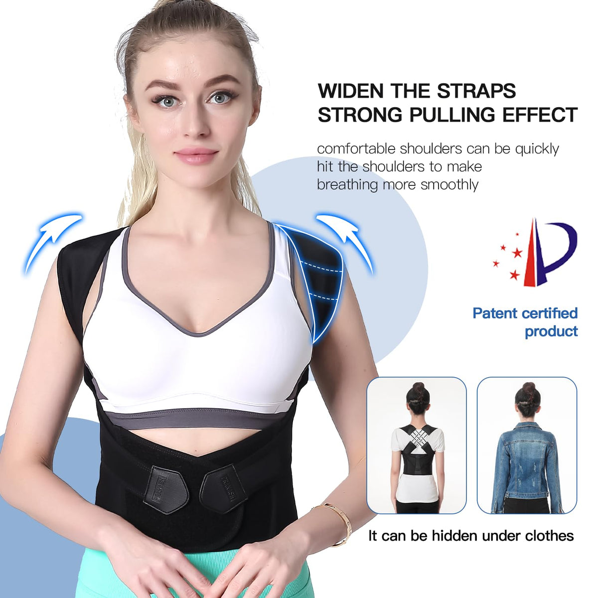 Supporto Regolabile per la Schiena Posture Perfect — Doppie Cinghie Incrociate, Fascia Stabilizzante per la Parte Superiore del Torso