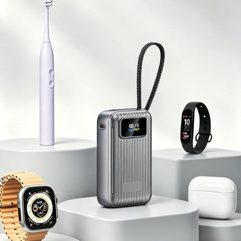 Chargeur portable compact — capacité de 10000mAh, écran LCD, charge rapide USB