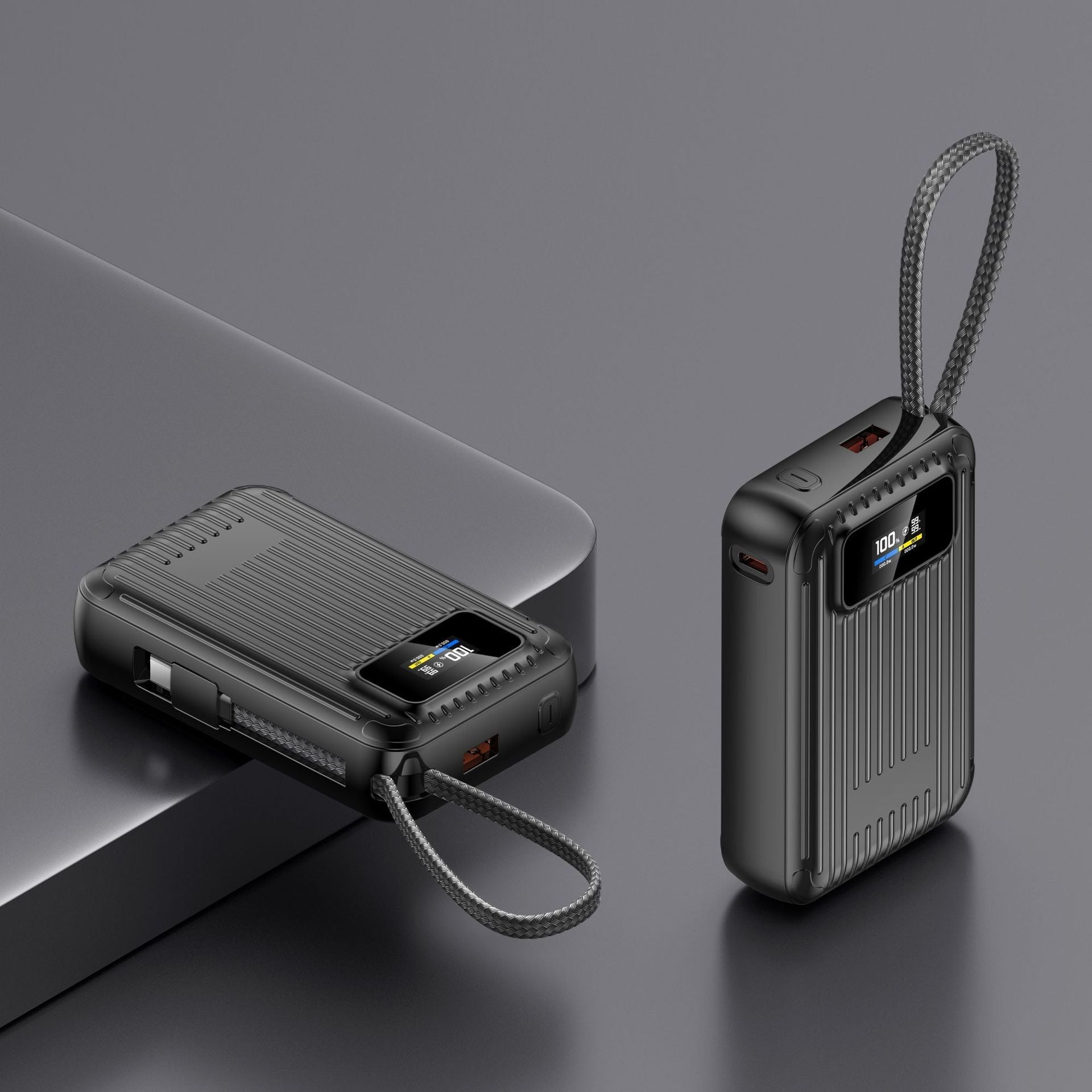 Chargeur portable compact — capacité de 10000mAh, écran LCD, charge rapide USB