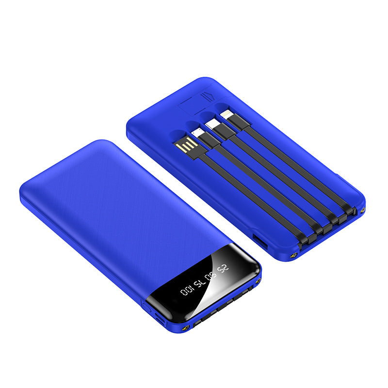 Powerbank — zintegrowane kable, wyświetlacz cyfrowy, kompatybilny z iPhone'em, Androidem i Samsungiem
