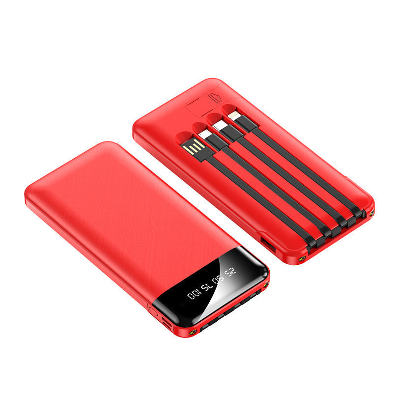 Powerbank — zintegrowane kable, wyświetlacz cyfrowy, kompatybilny z iPhone'em, Androidem i Samsungiem