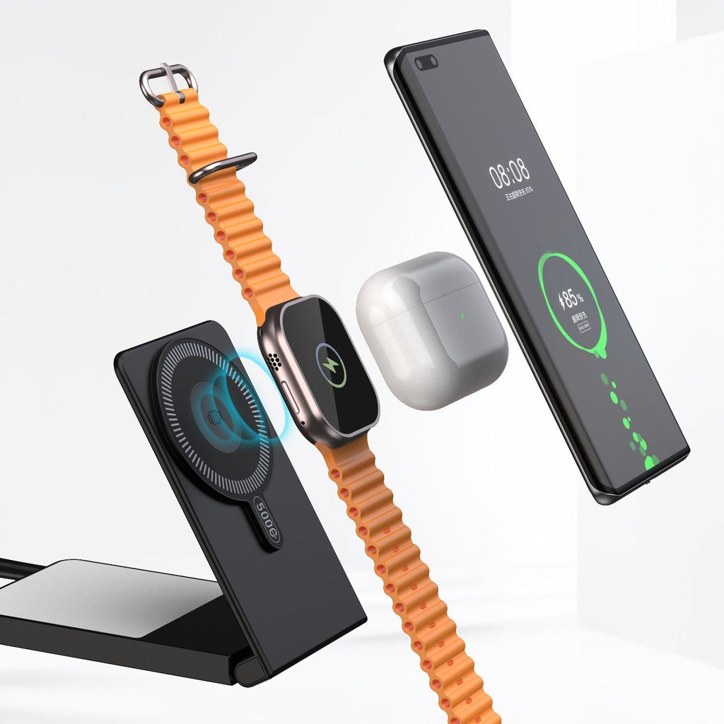Power bank compacto — visor digital, carregador de indução integrado, tamanho compacto