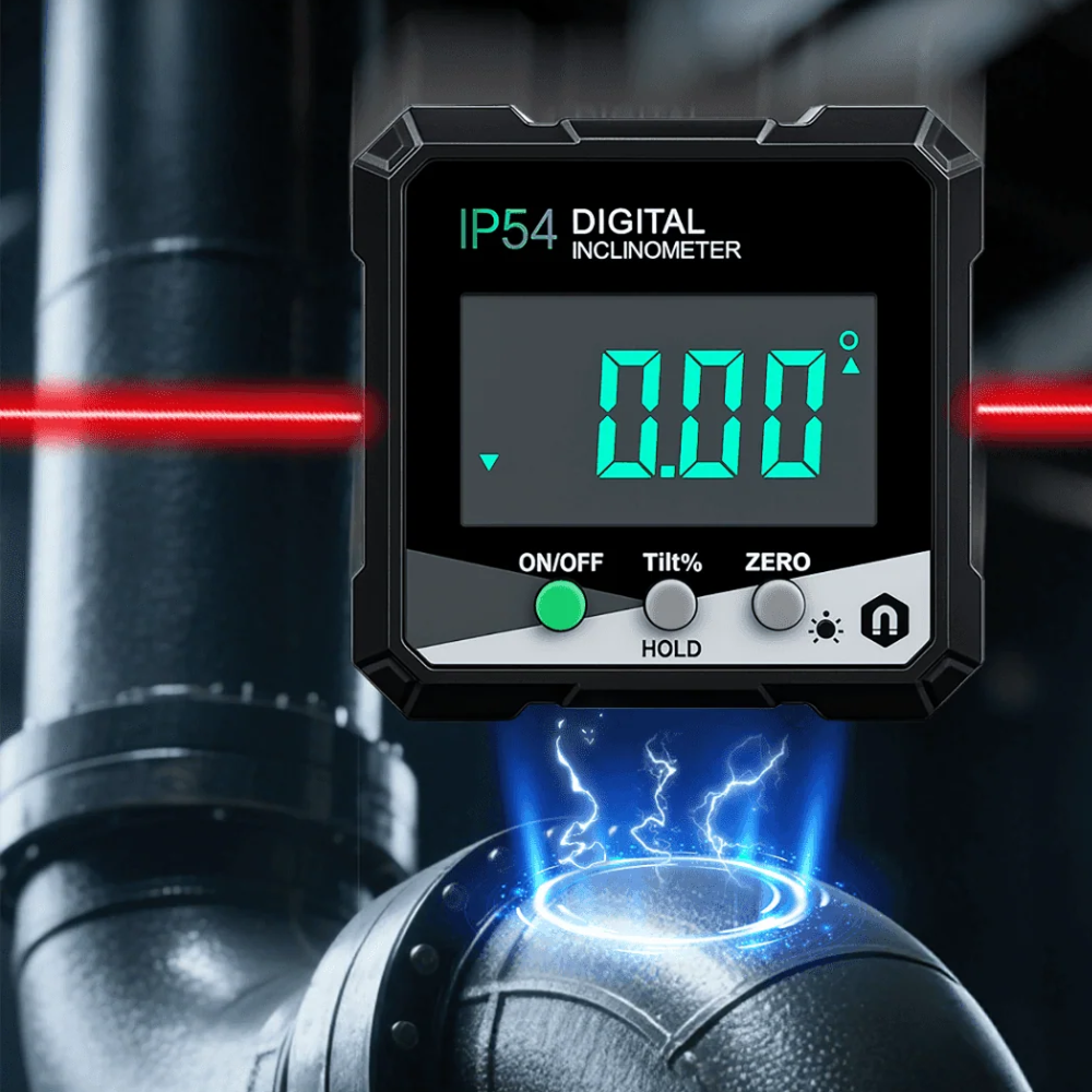 Přesná laserová vodováha - magnetický držák, integrovaný LCD displej, přesná kalibrace úhlu