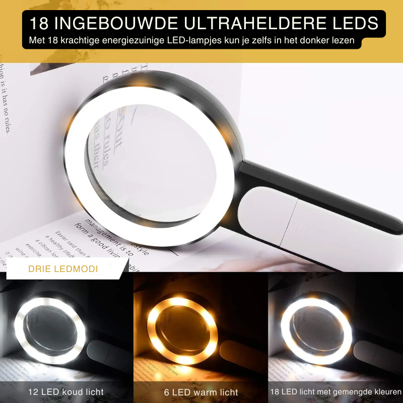 30X håndholdt lupe — 85 mm linse, LED-belysning