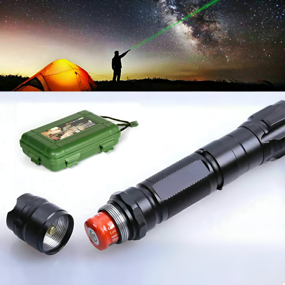 Presisjonslaserpeker med grønn laser, lang rekkevidde og oppladbart batteri