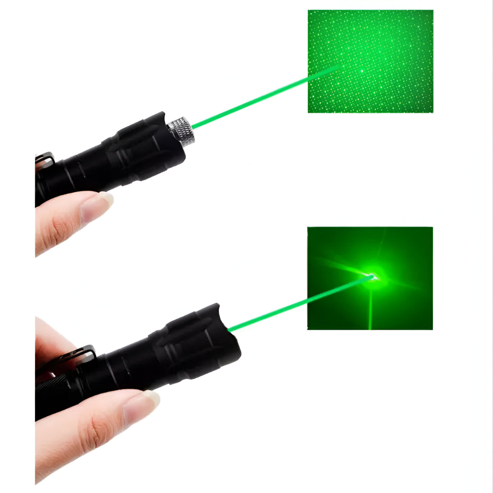 Presisjonslaserpeker med grønn laser, lang rekkevidde og oppladbart batteri
