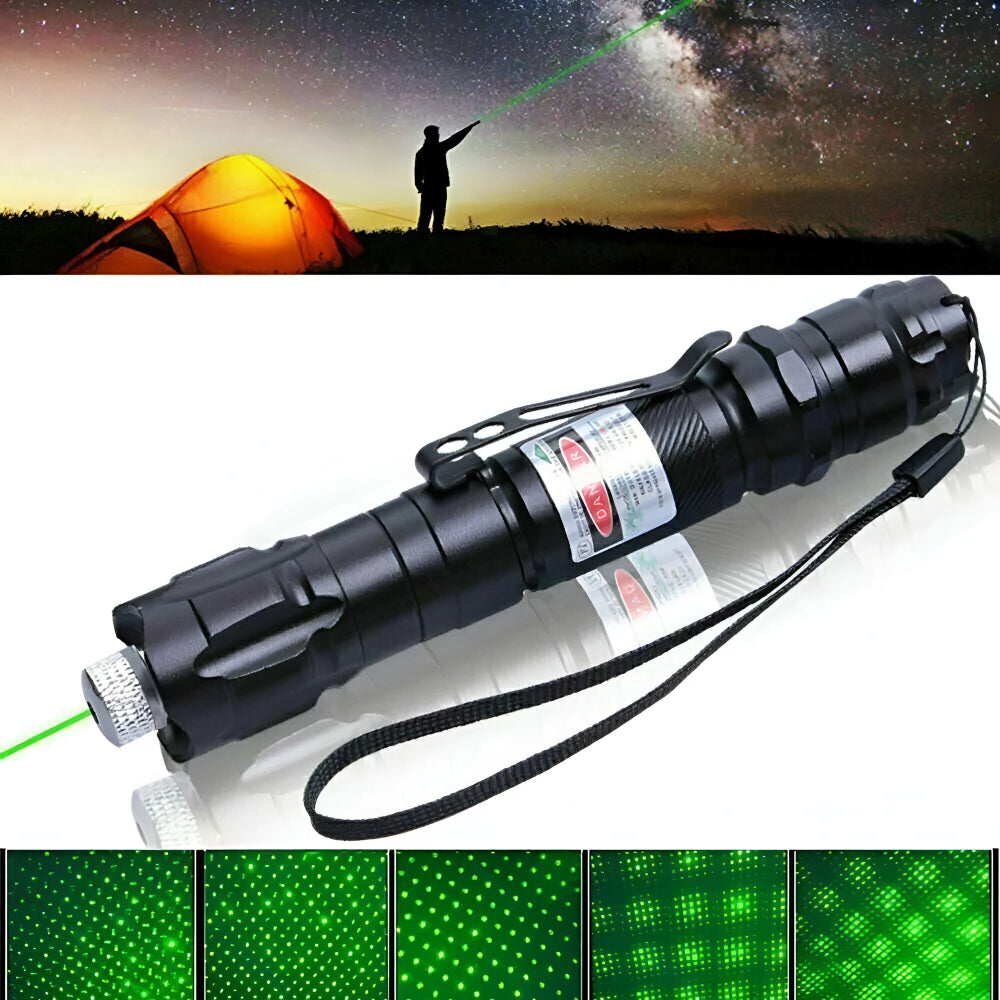 Presisjonslaserpeker med grønn laser, lang rekkevidde og oppladbart batteri