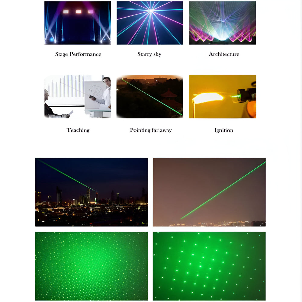 Presisjonslaserpeker med grønn laser, lang rekkevidde og oppladbart batteri