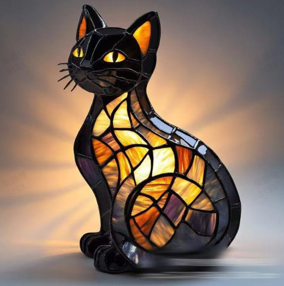 LED-skrivebordslampe med hvalpekunst — blændfri belysning og hyggeligt design i resin