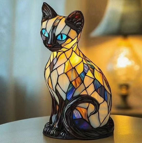 LED-skrivebordslampe med hvalpekunst — blændfri belysning og hyggeligt design i resin