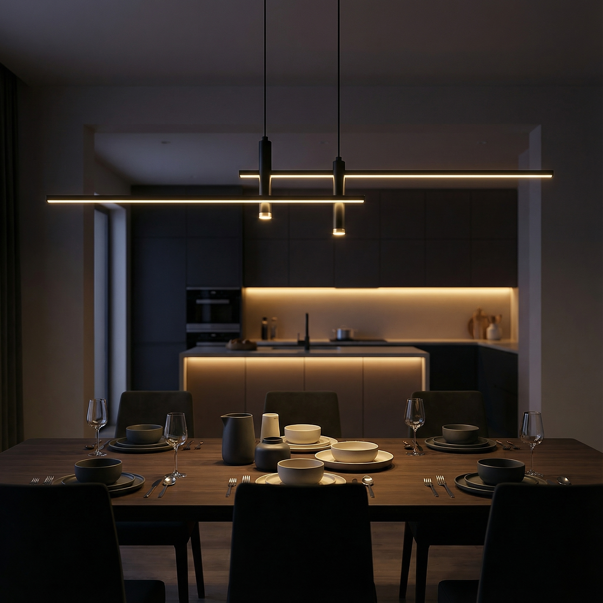 NovaGlow Linear Pendant Light For Modern Kitchen Decor In Stylish Spaces And Homes