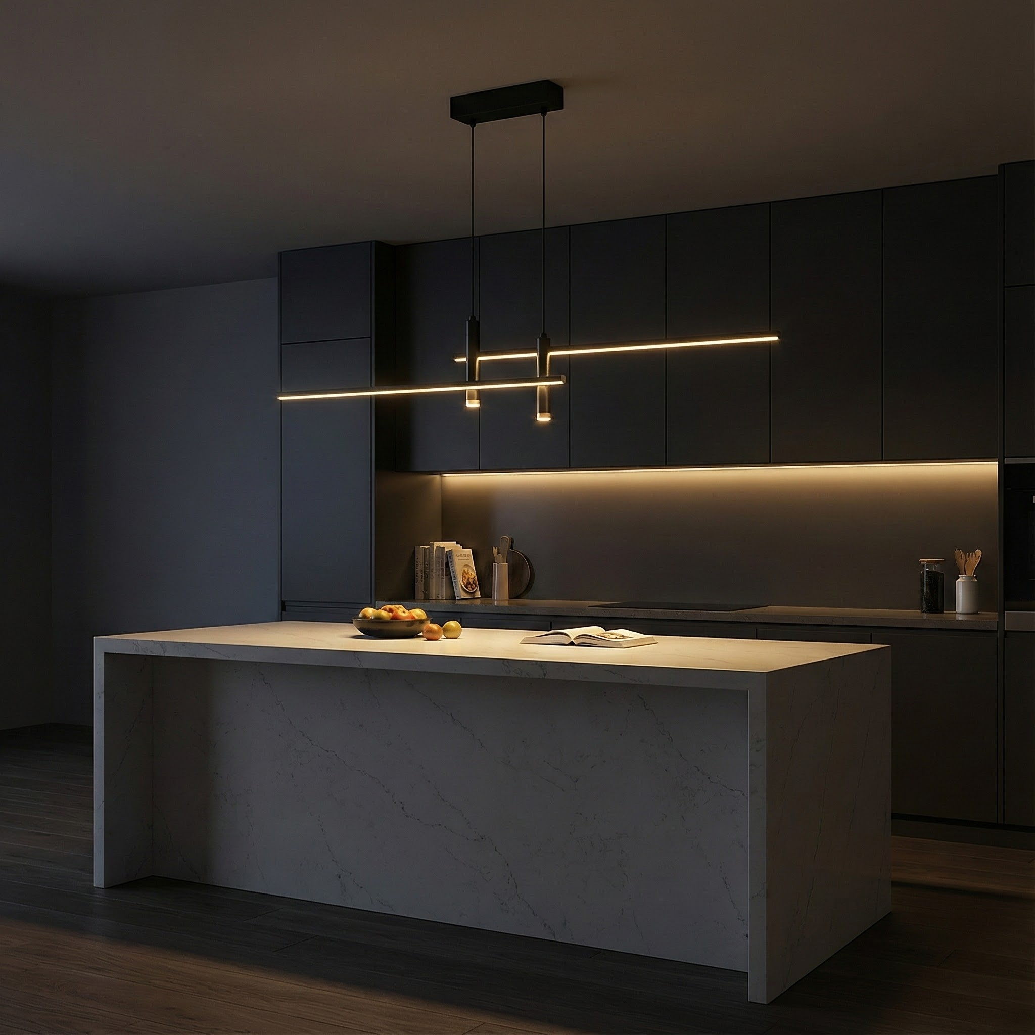 NovaGlow Linear Pendant Light For Modern Kitchen Decor In Stylish Spaces And Homes
