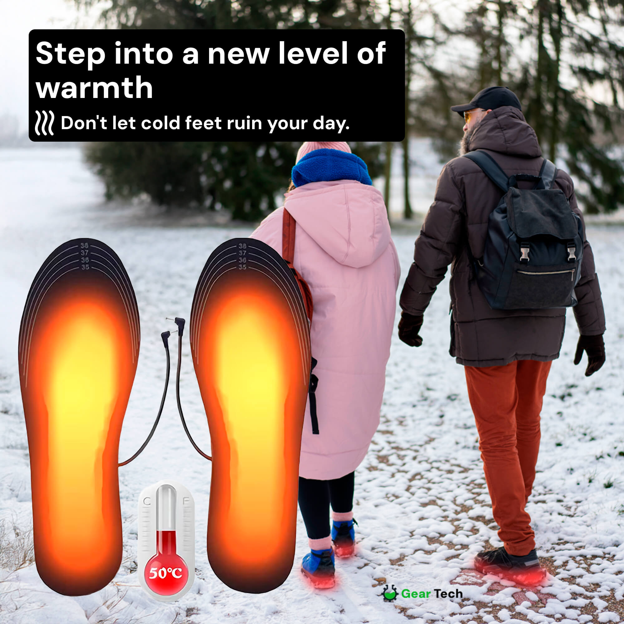 Rechargeable USB Heated Insoles For Work Shoes And Boots