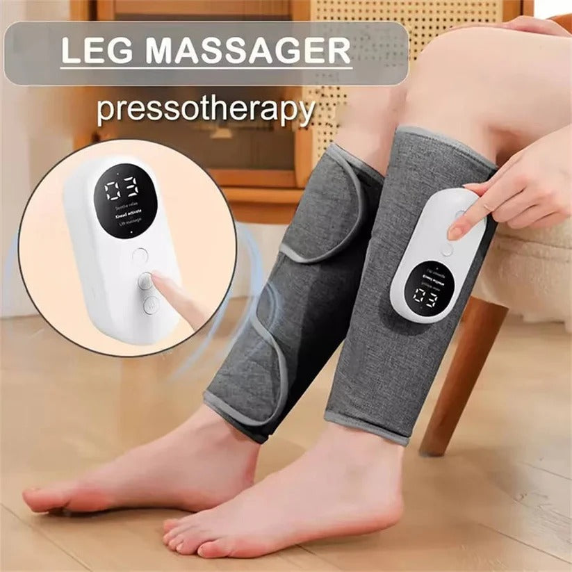 RelaxWrap trådløs kompressionsmassager — tilpasset varme og segmenterede luftkamre til lægge og underarme