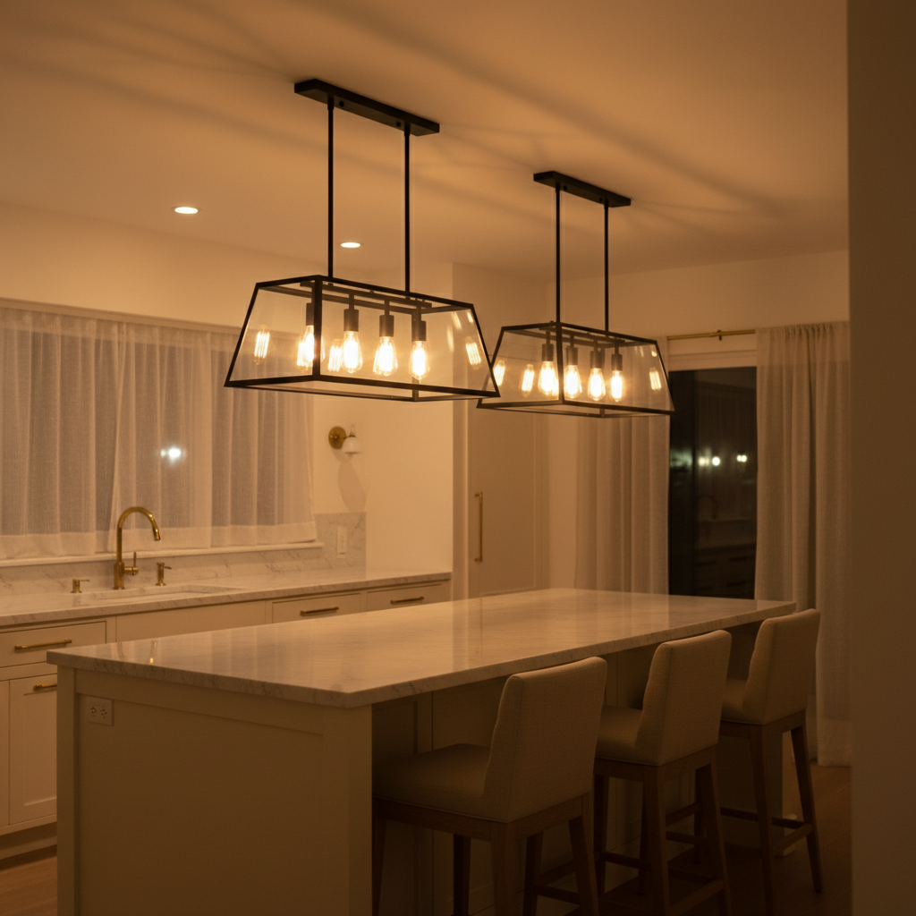 Astra Black Glass Pendant Light For Kitchen Sleek Industrial Style Ceiling Fixture