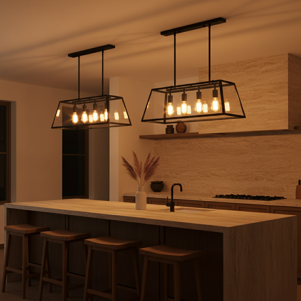 Astra Black Glass Pendant Light For Kitchen Sleek Industrial Style Ceiling Fixture