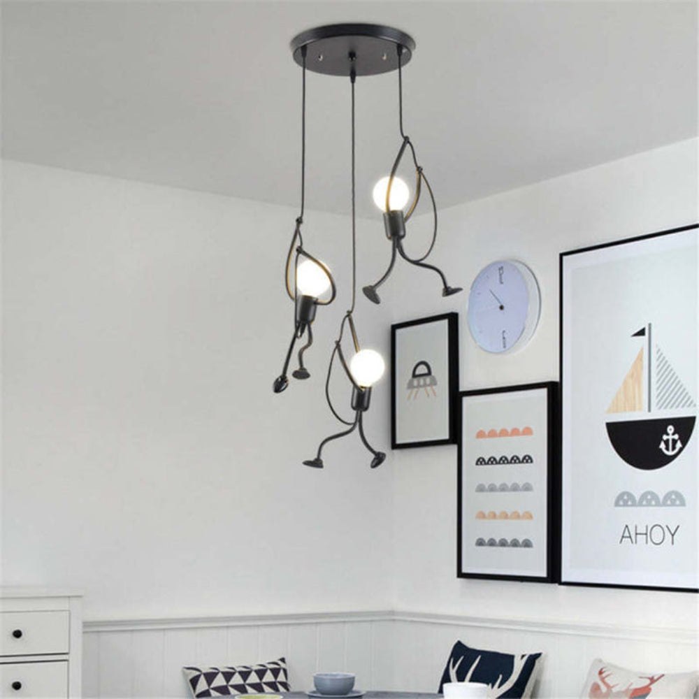 Nastavitelný hnědý závěsný stropní lustr s vintage kovovým designem do obývacího pokoje