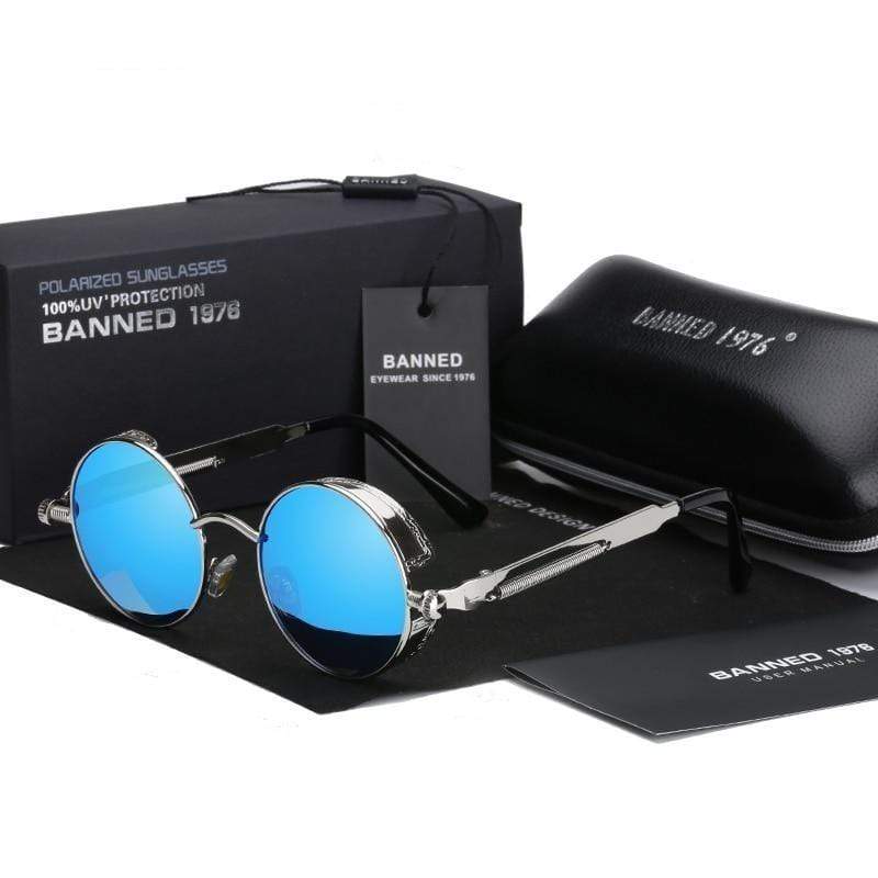 Runde Steampunk-Sonnenbrille - Polarisierte Gläser, Vintage-Stil