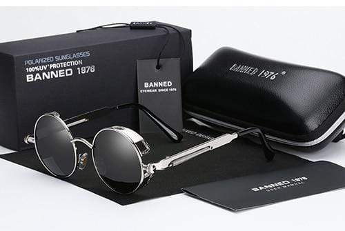 Runde Steampunk-Sonnenbrille - Polarisierte Gläser, Vintage-Stil