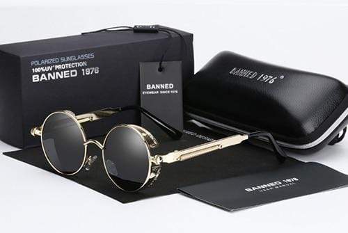 Runde Steampunk-Sonnenbrille - Polarisierte Gläser, Vintage-Stil