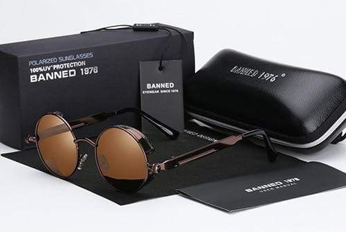 Runde Steampunk-Sonnenbrille - Polarisierte Gläser, Vintage-Stil