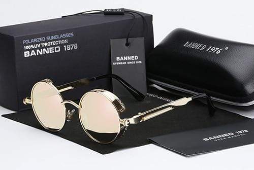 Runde Steampunk-Sonnenbrille - Polarisierte Gläser, Vintage-Stil