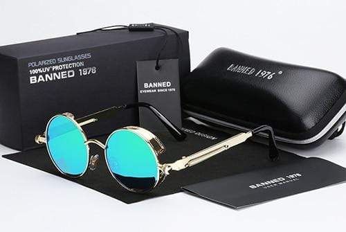 Runde Steampunk-Sonnenbrille - Polarisierte Gläser, Vintage-Stil