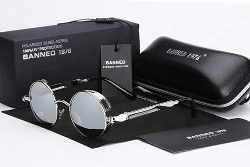Runde Steampunk-Sonnenbrille - Polarisierte Gläser, Vintage-Stil