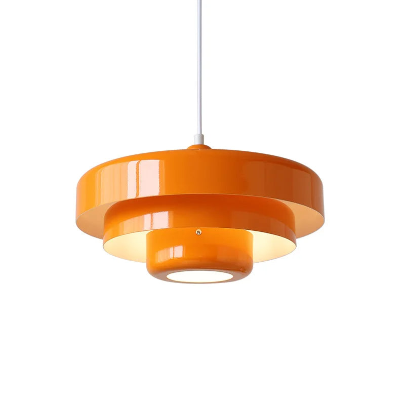 Aureli Tiered Pendant Lamp With Bold Orange White And Forest Green Accents For Modern Living Spaces