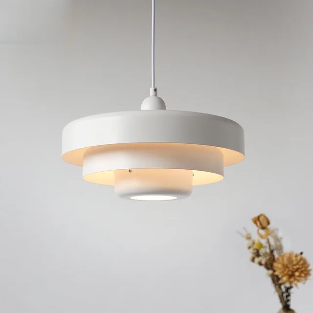 Aureli Tiered Pendant Lamp With Bold Orange White And Forest Green Accents For Modern Living Spaces